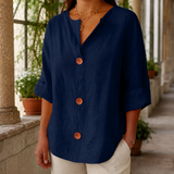 Valencia Button Front Shirt - Navy Blue