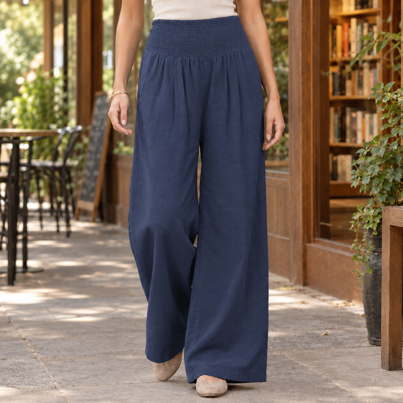 Tessa-Rae Wide Leg Pants - Navy Blue