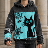 Valentin Cat Graphic Sweater - Turquoise