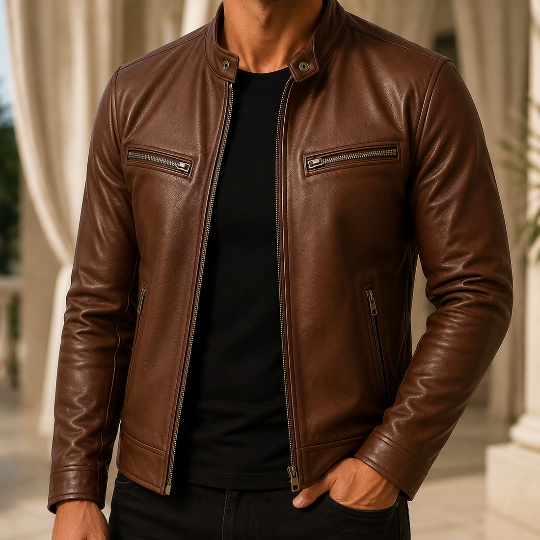 Florian Racer Jacket - Brown