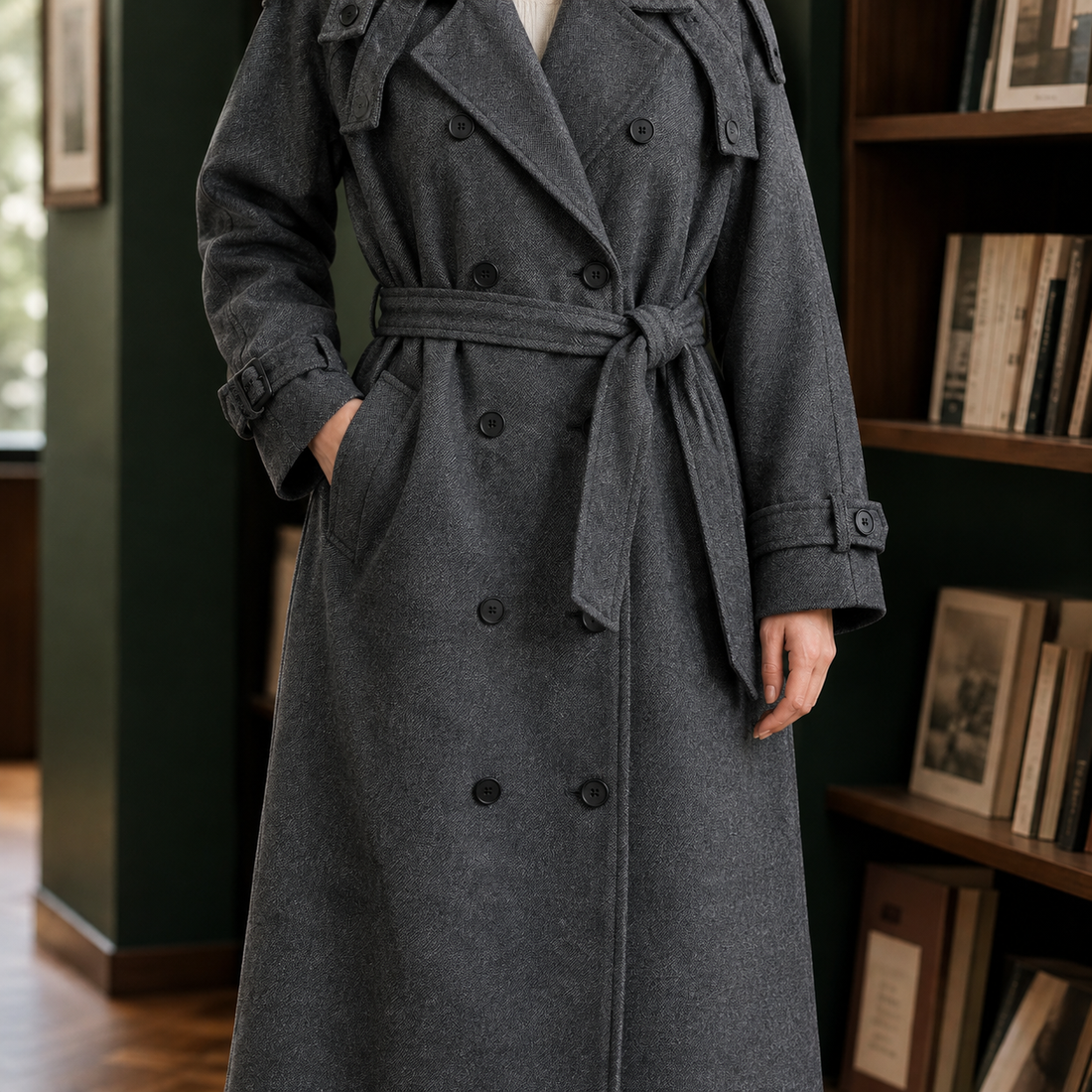 Audrina-June Cashmere Coat - Gray