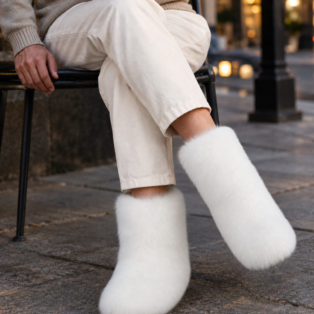 Romano-Vico Plush Boots - White