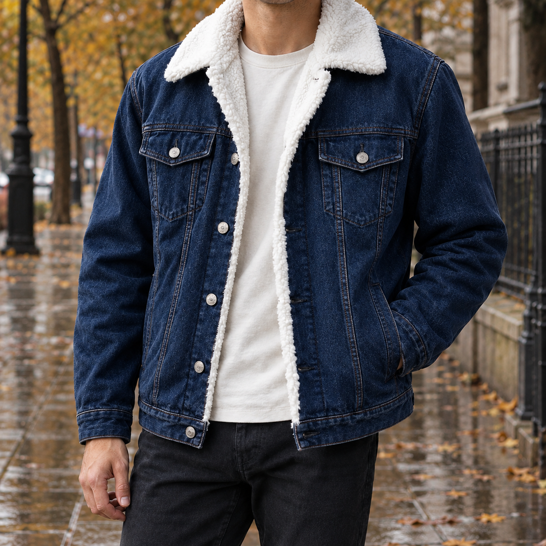 Magnus Sherpa-Lined Jacket - Dark Blue