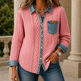 Oriana Denim Trim Shirt - Pink