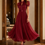Theodora-Mae Keyhole Maxi Dress - Red