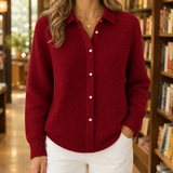 Sabina-Skye Collared Sweater - Red
