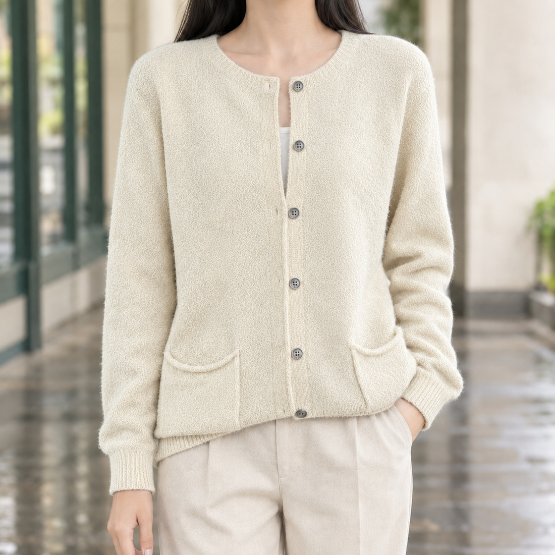 Carina-Mae Pocket Cardigan - Beige