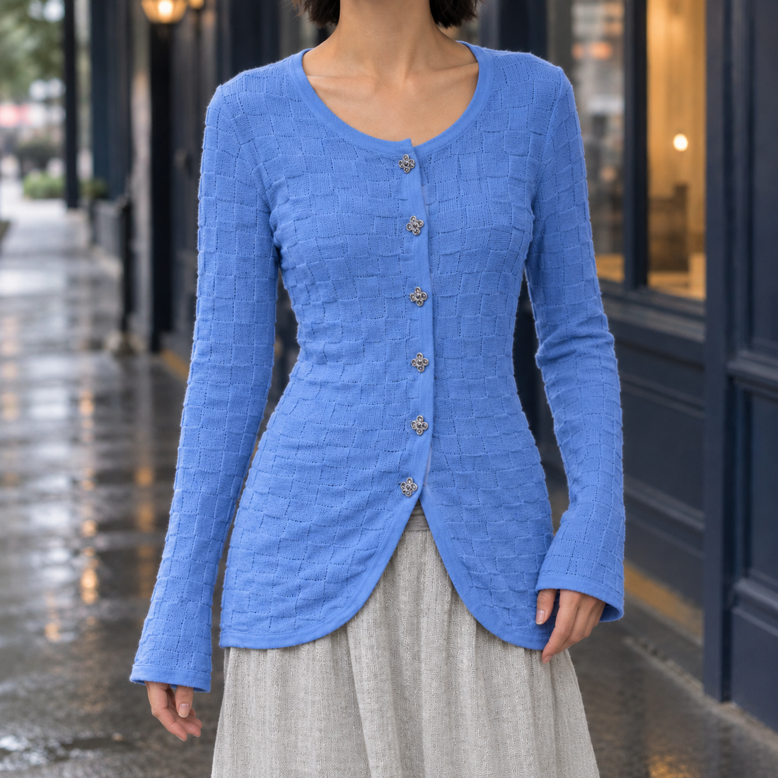 Ludovica-Elise Textured Cardigan - Blue