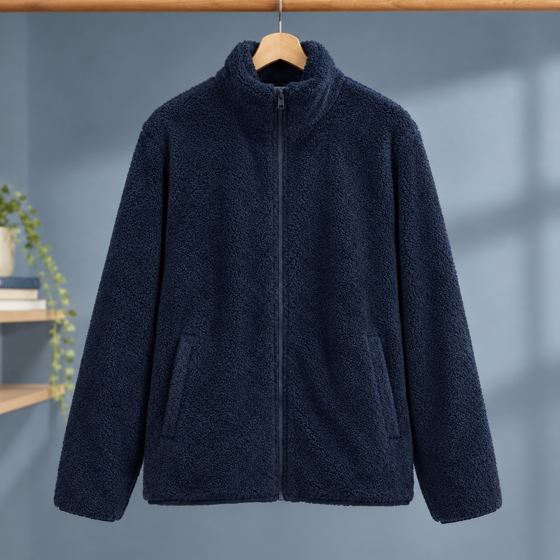 Bethany Plush Zip Jacket - Navy Blue