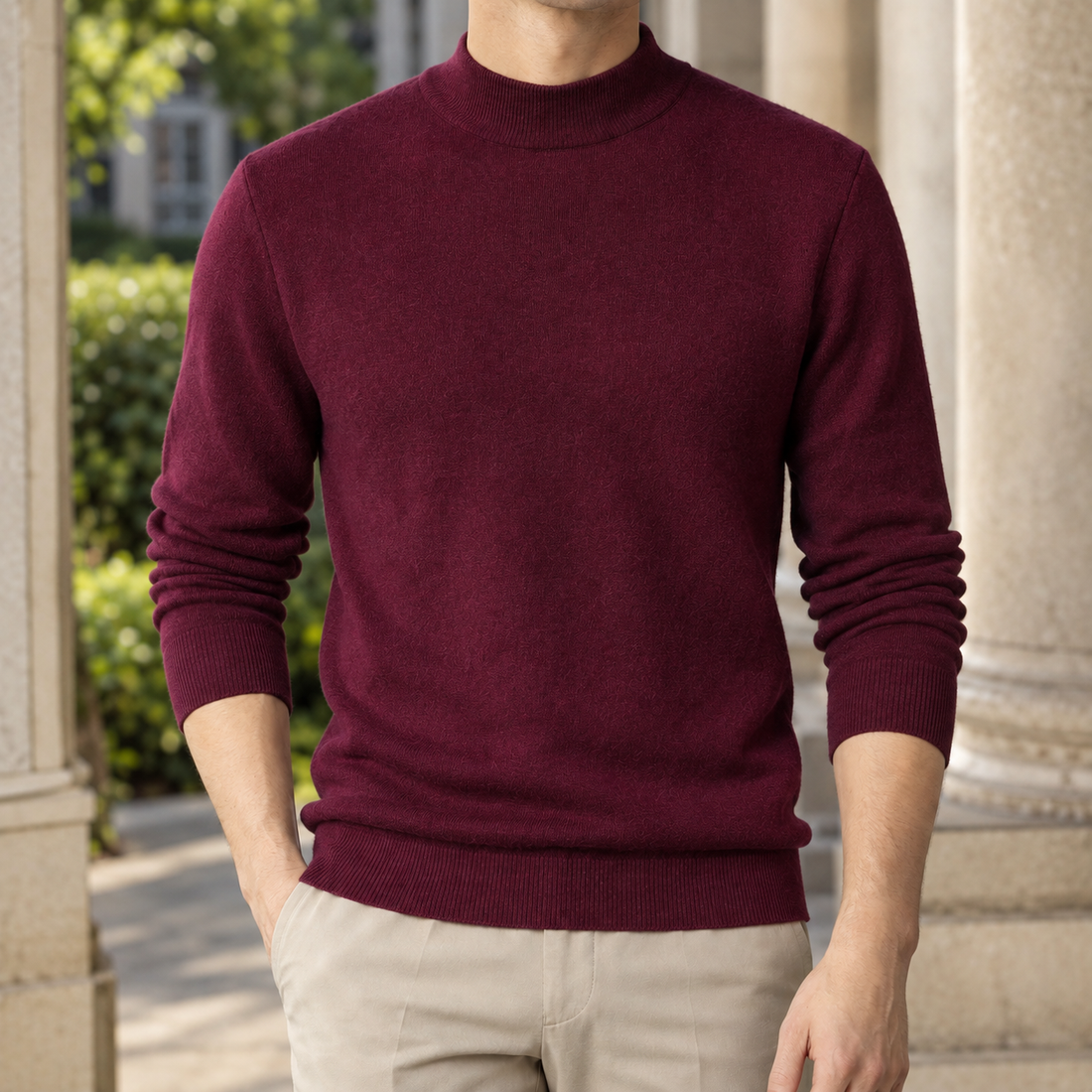 Hudson Mock Neck Sweater - Red