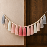 Mason Beaded Tassel Garland - Blush And Gray