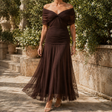 Vera-Rae Draped Maxi Dress - Brown