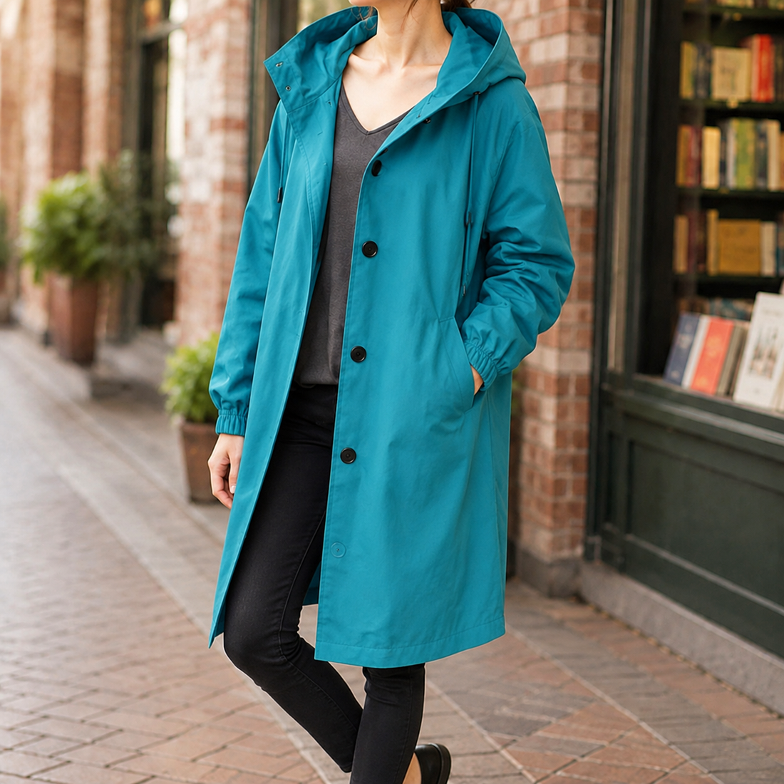 Zelda-Elise Hooded Overcoat - Blue