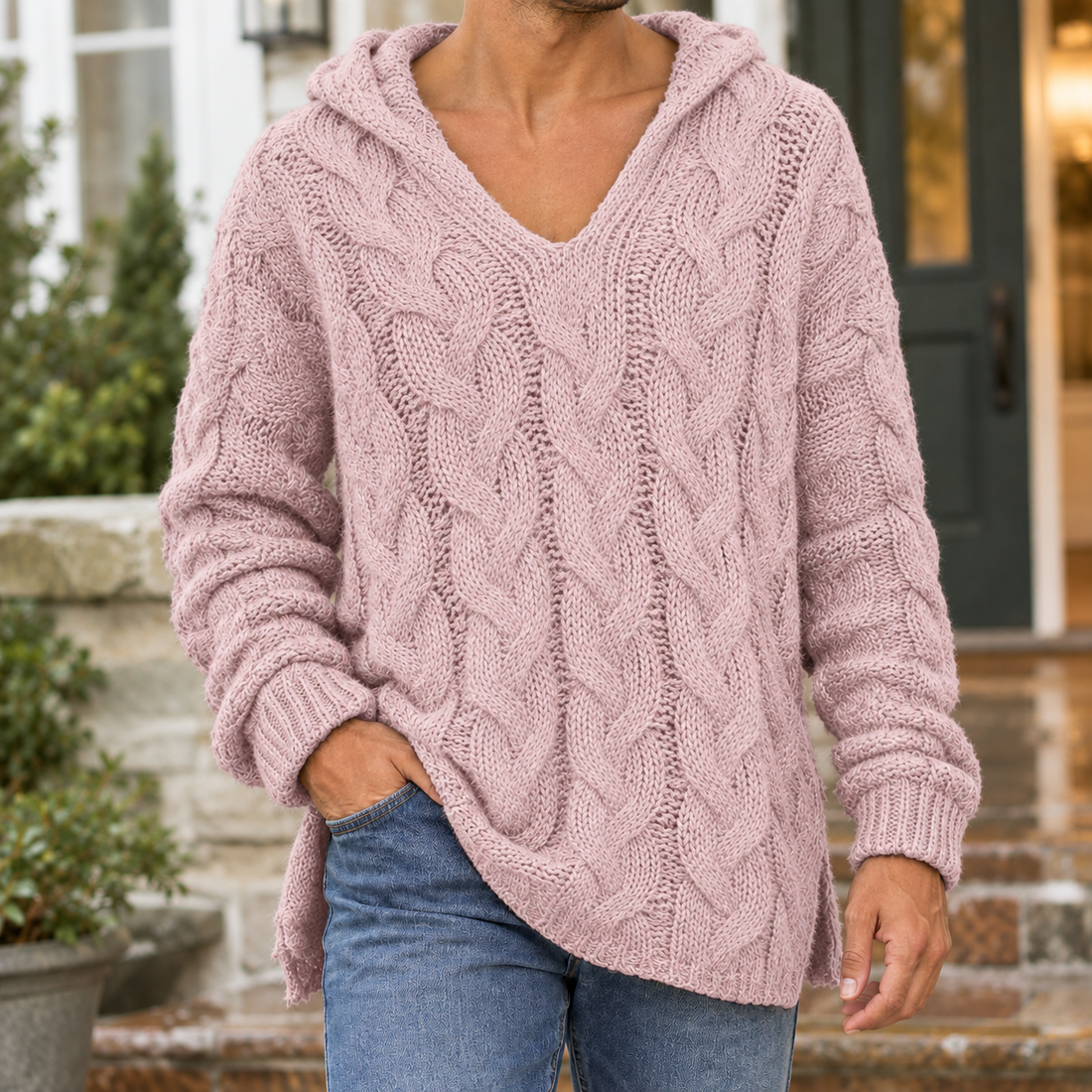 Carter Cable Knit Sweater - Light Pink