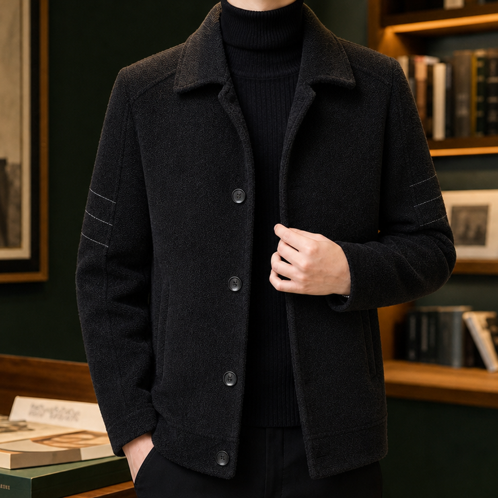 Carter Textured Overshirt - Black