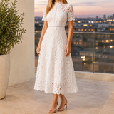 Yara-Louise Lace Midi Dress - White