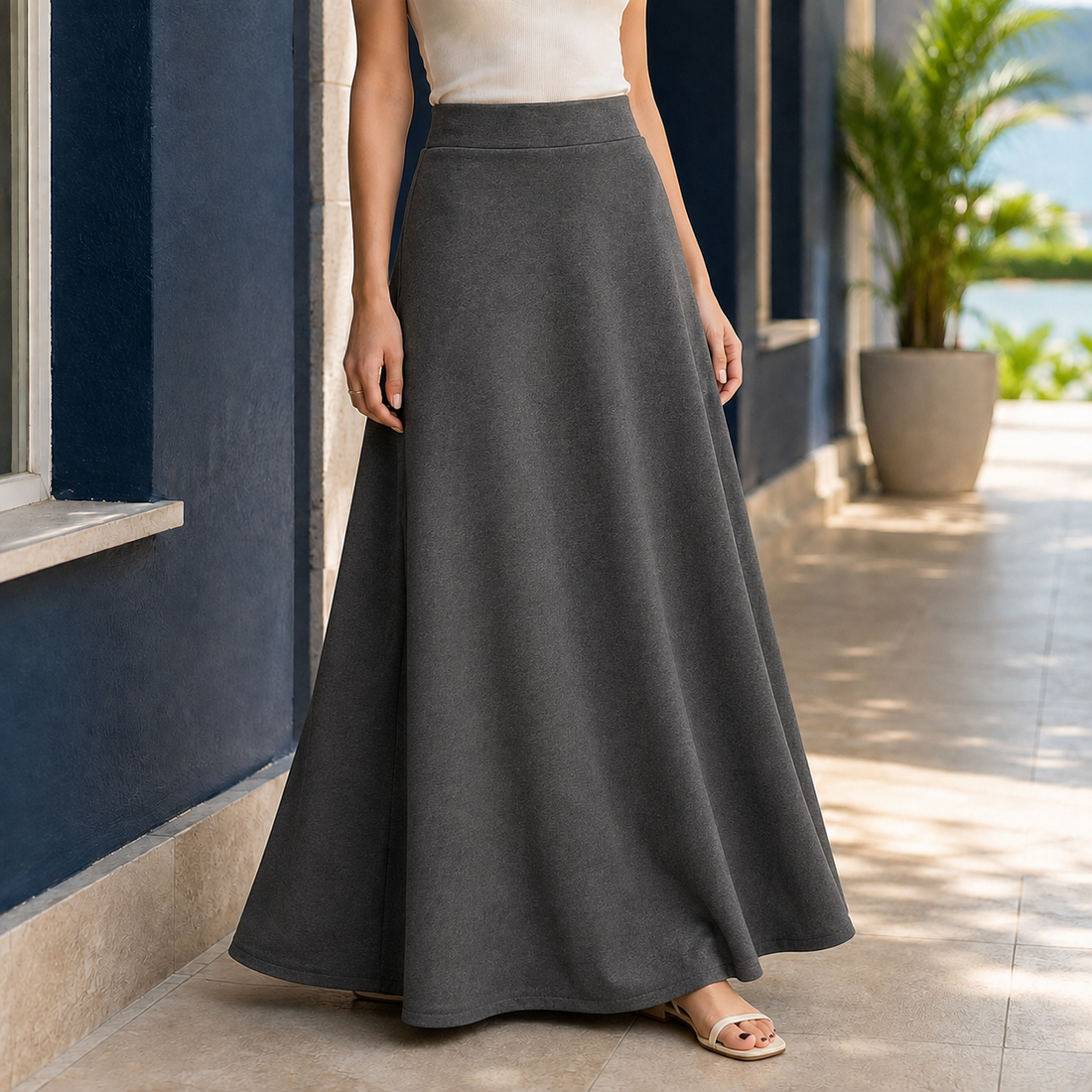 Maxine-Belle A-Line Skirt - Dark Gray