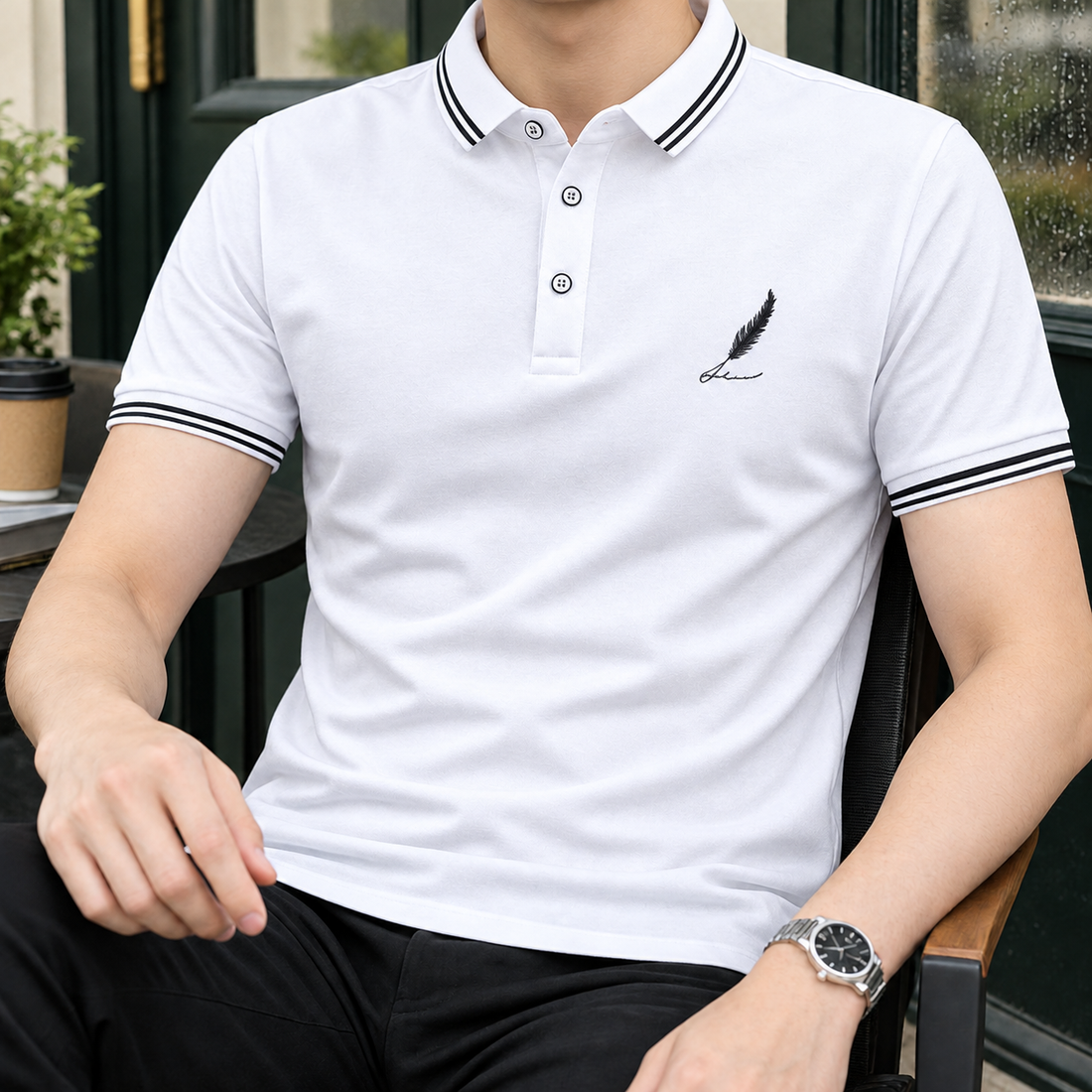 Marcus Relaxed Polo - White Feathers
