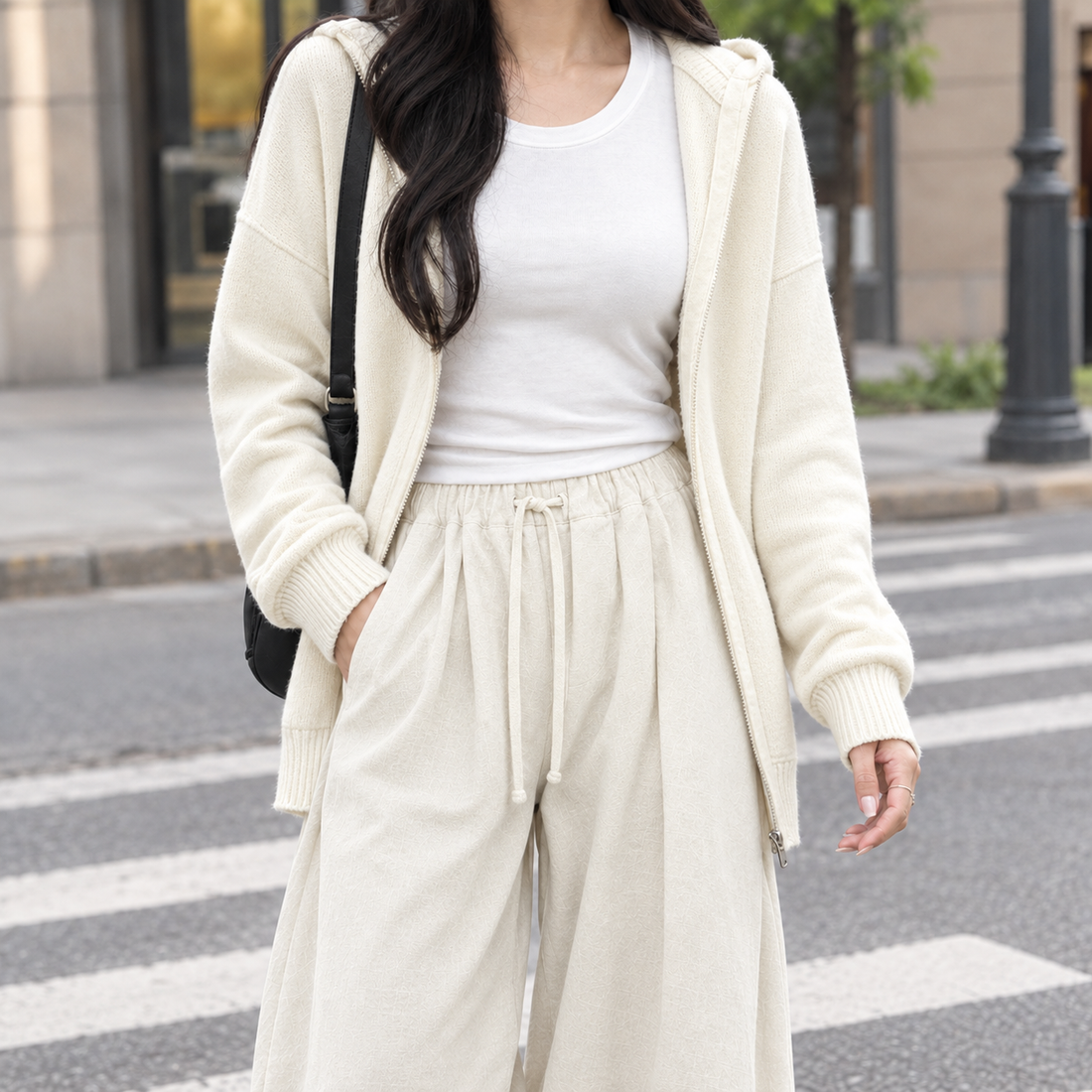 Molly-Eve Relaxed Wide-Leg Cardigan - Off-white