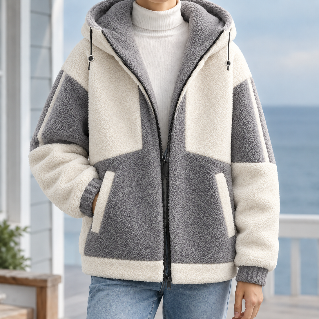 Carter Colorblock Jacket - Beige