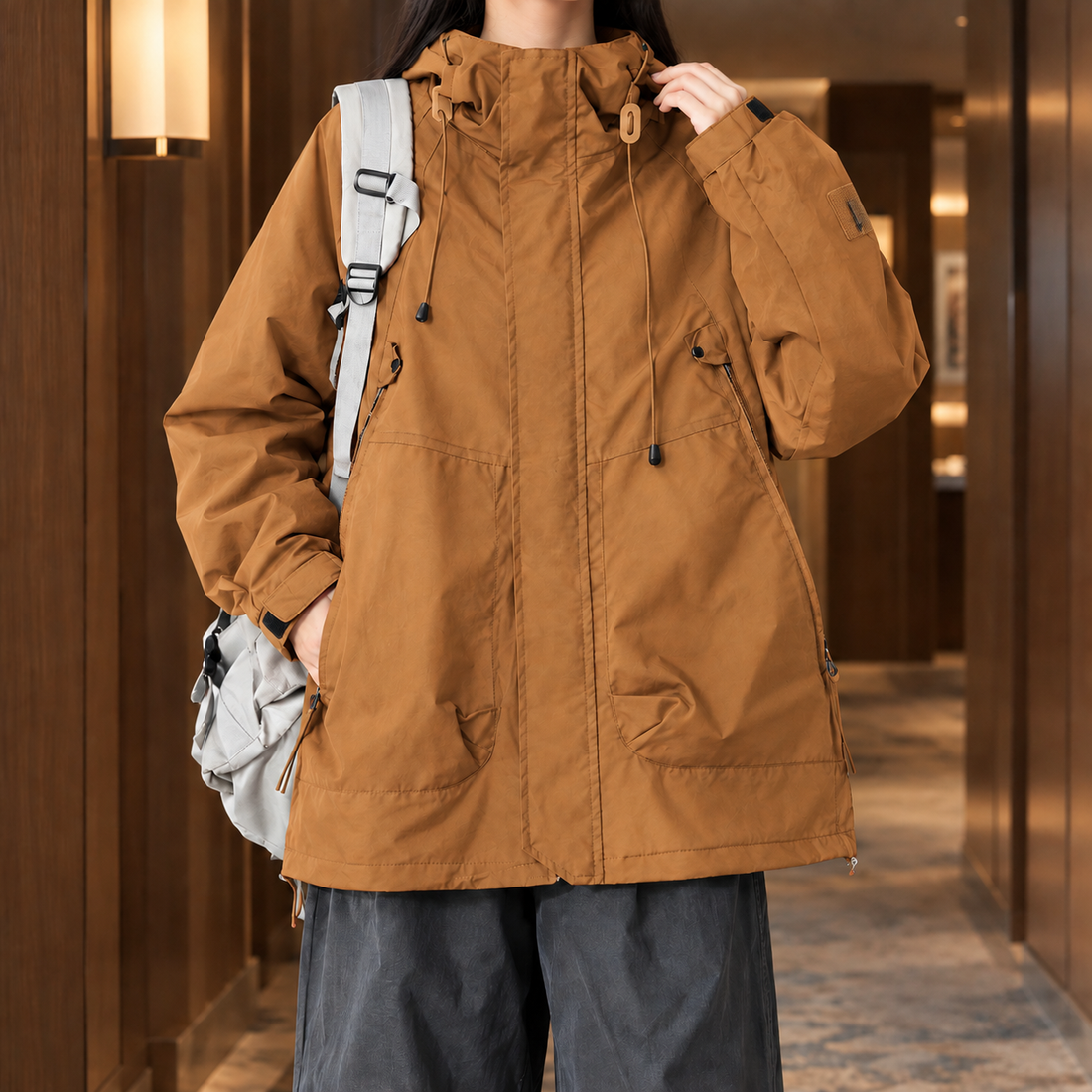 Ariane-Grace Hooded Jacket - Brown