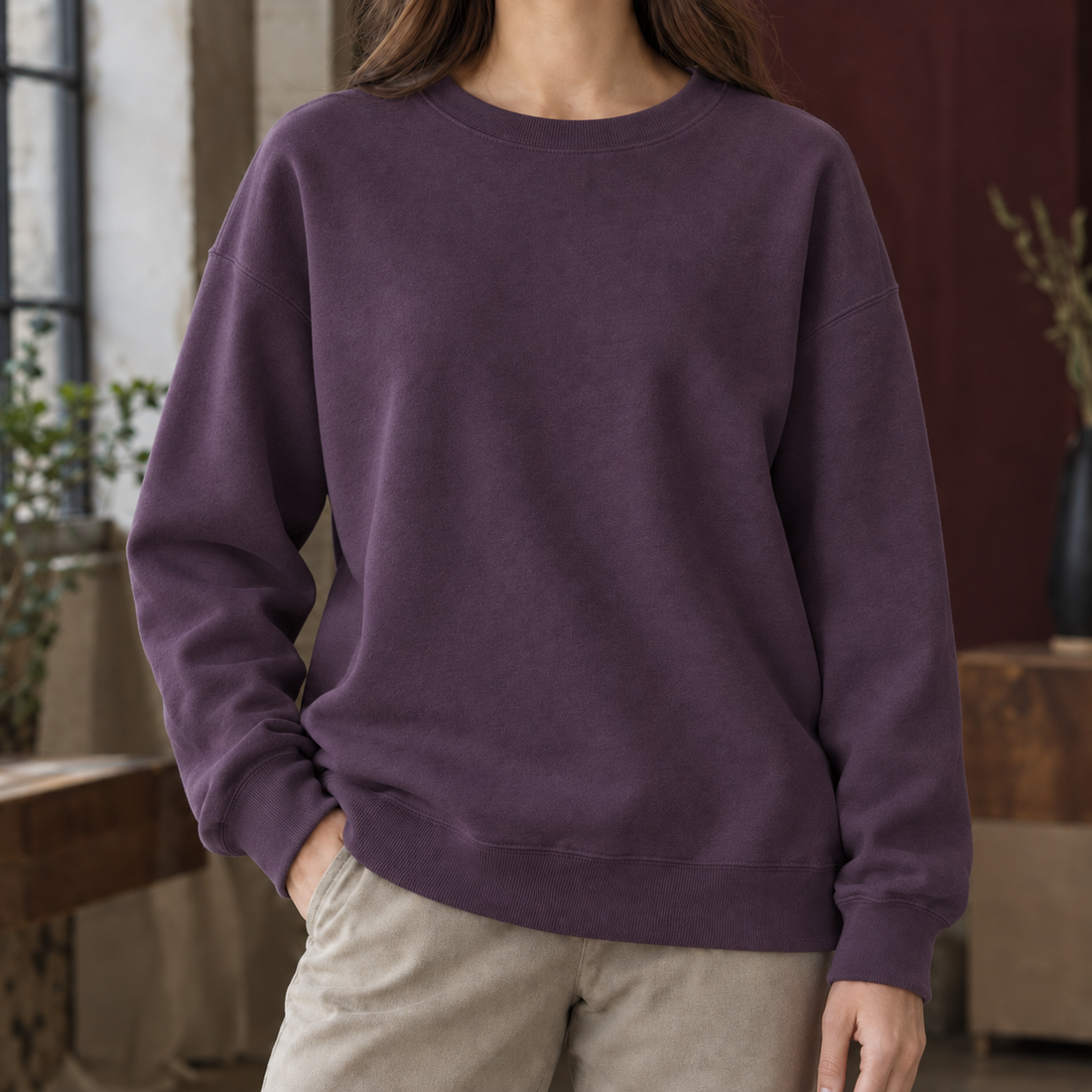 Florence-Kate Relaxed Sweatshirt - Plum Purple