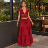 Marguerite-Eve Lace Set - Red