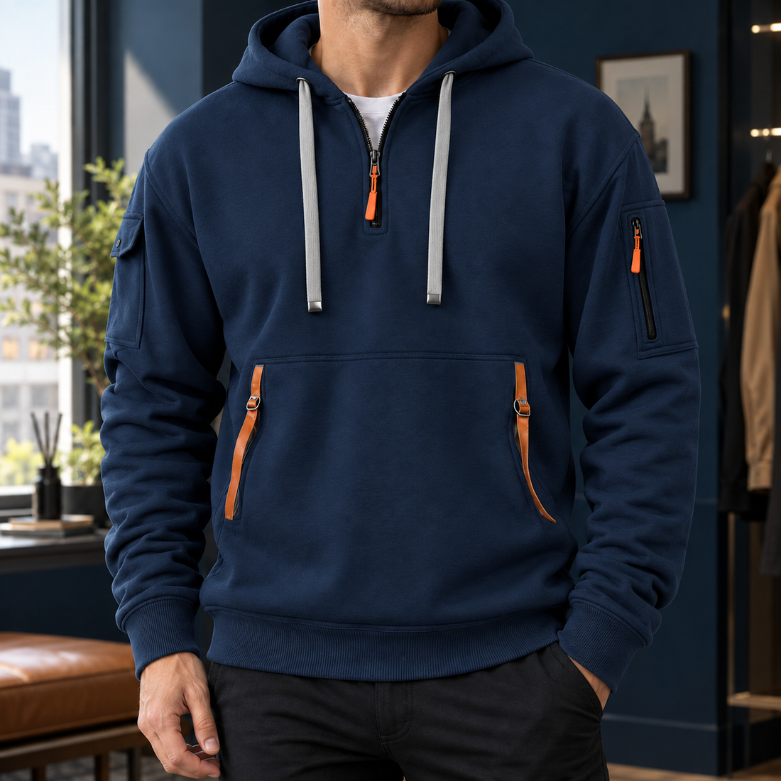 Lucian Utility Hoodie - Navy Blue