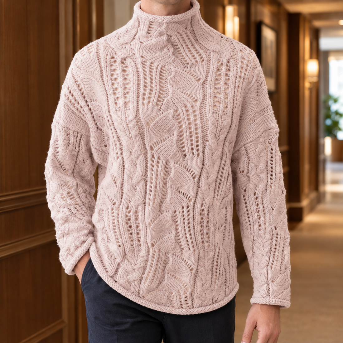 Valentin Openwork Sweater - Blush Pink