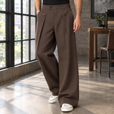 Dario Pleated Wide Leg Pants - Brown