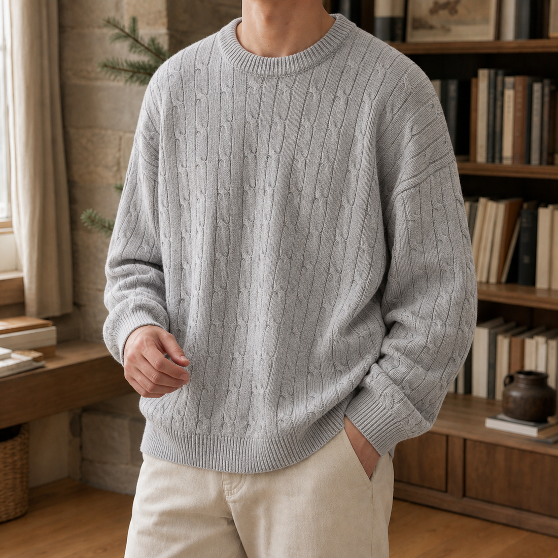 Marco Cable Knit Sweater - Gray