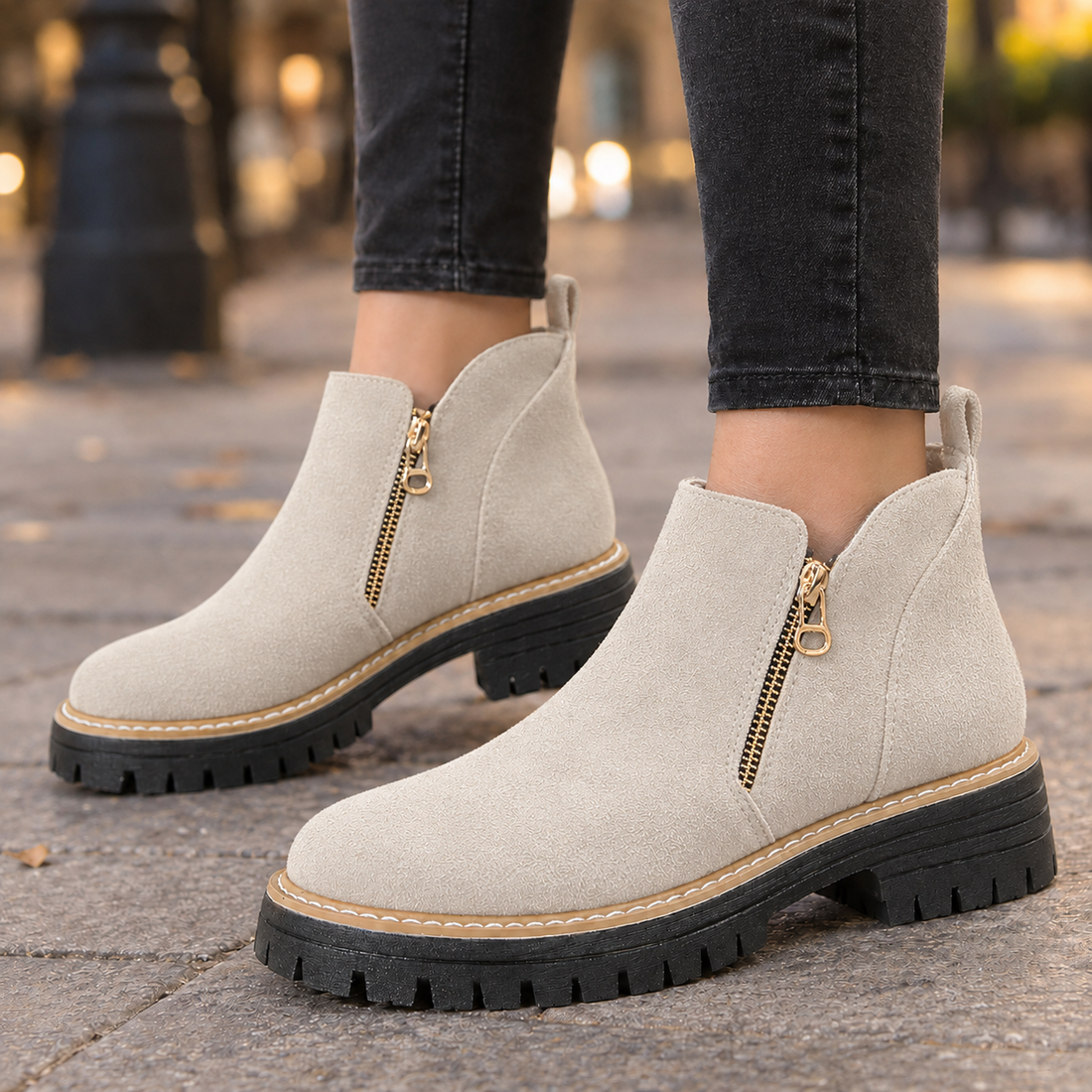 Piccini Side Zip Boots - Off White