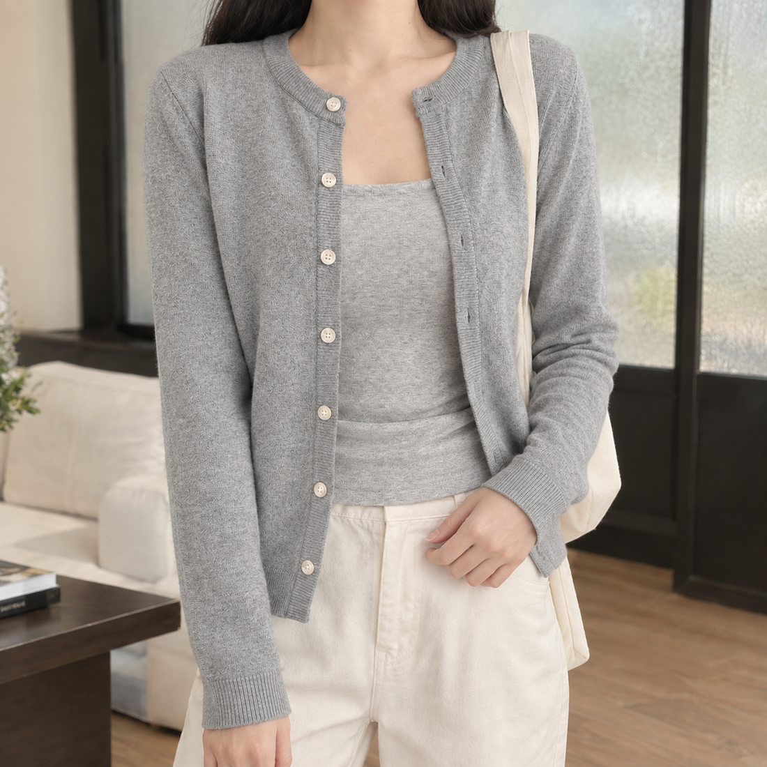 Solene-June Slim Cardigan - Gray