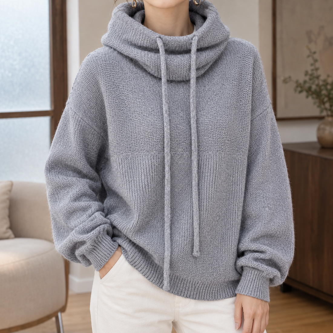 Daphne-Mae Cowl Neck Sweater - Elegant Gray