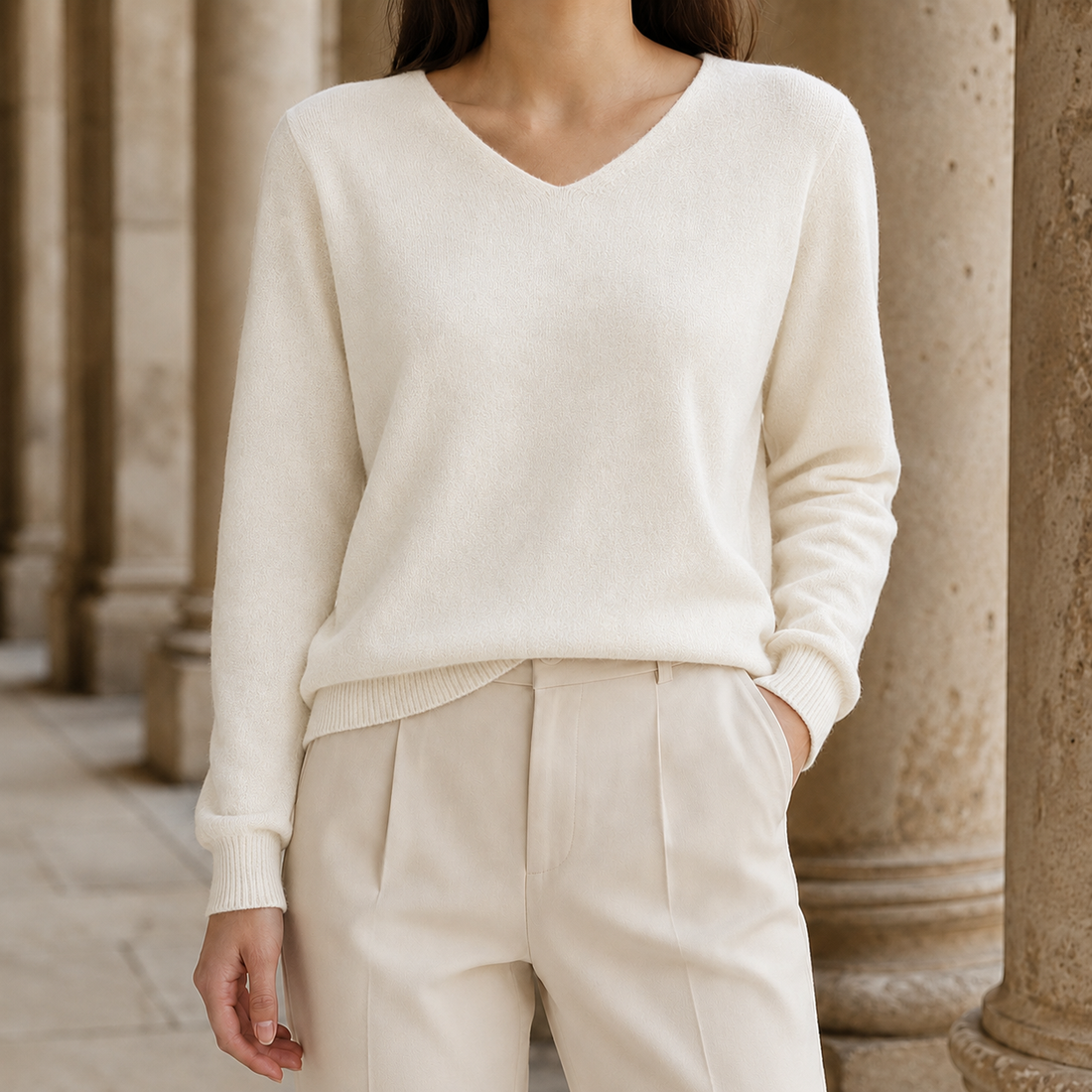 Ameline V Neck Sweater - Blue Velvet Color
