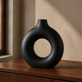 Greystone Sculptural Ring Vase - Black