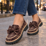 Bembo-Vico Bow Loafers - Brown Plaid