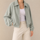Thornbury Faux Suede Crop Jacket - Sage