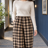 Sylvaine-Jane Straight Leg Pants - Plaid Brown