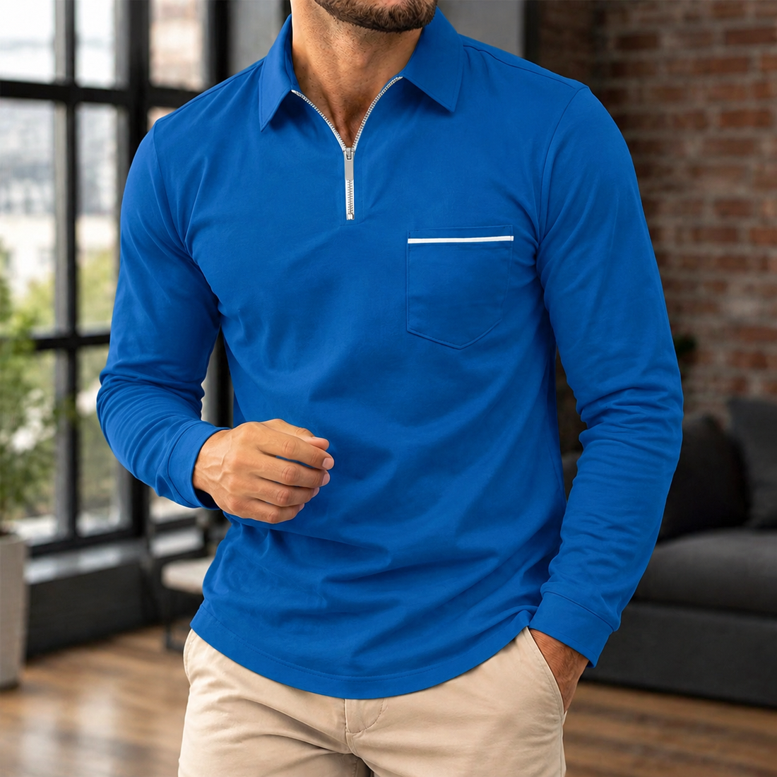 Knox Zip Polo - Royal Blue