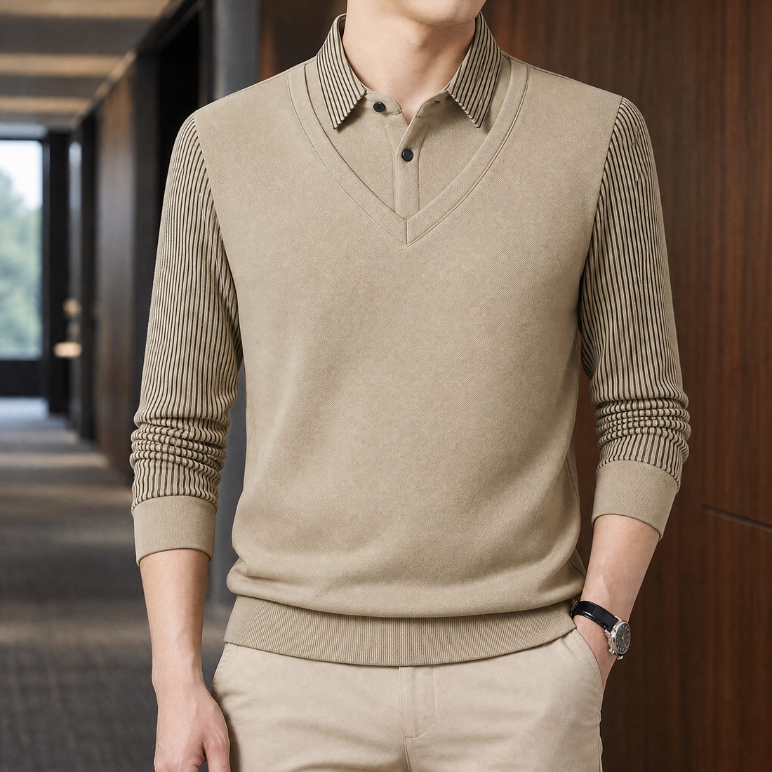 Oliver Layered Polo - Khaki
