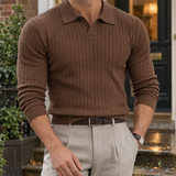 Nico Ribbed Polo - Brown