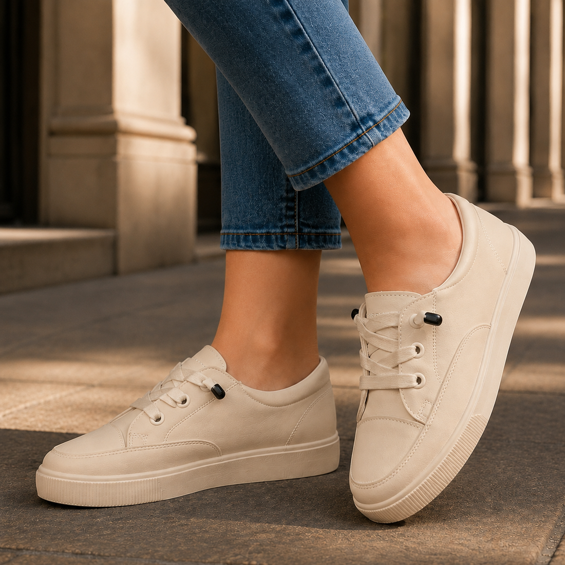 Parisi Lace-Up Sneakers - Beige
