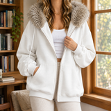 Ardith Fur Trim Hoodie - White