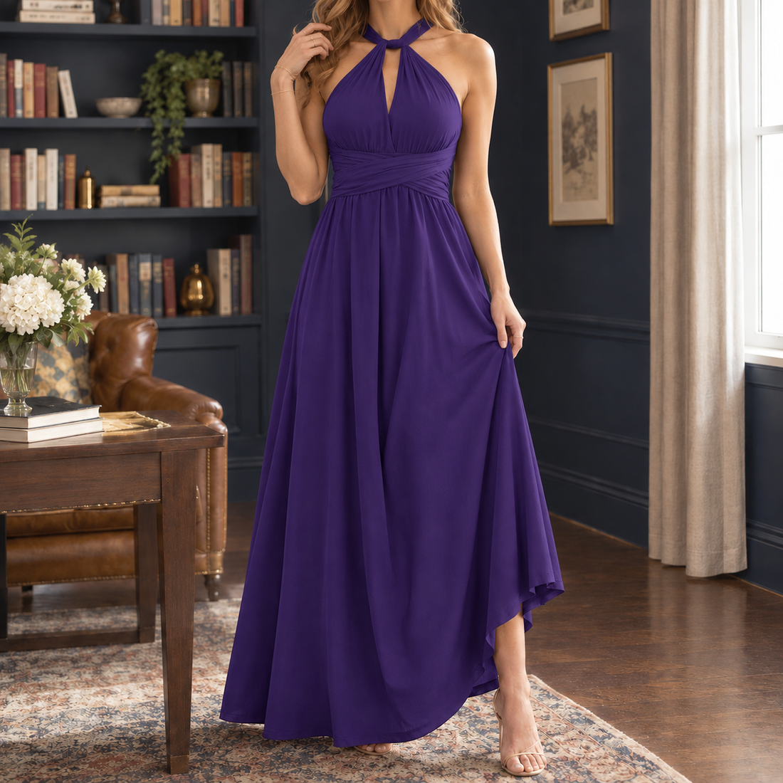 Emmeline-Jade Convertible Maxi Dress - Purple