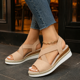 Casentino Elastic Wedge Sandals - Apricot