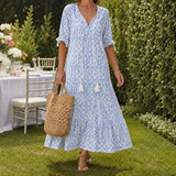 Ada Ikat Maxi Dress - Light Blue