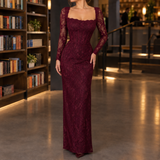 Zoe-Faye Lace Maxi Dress - Burgundy