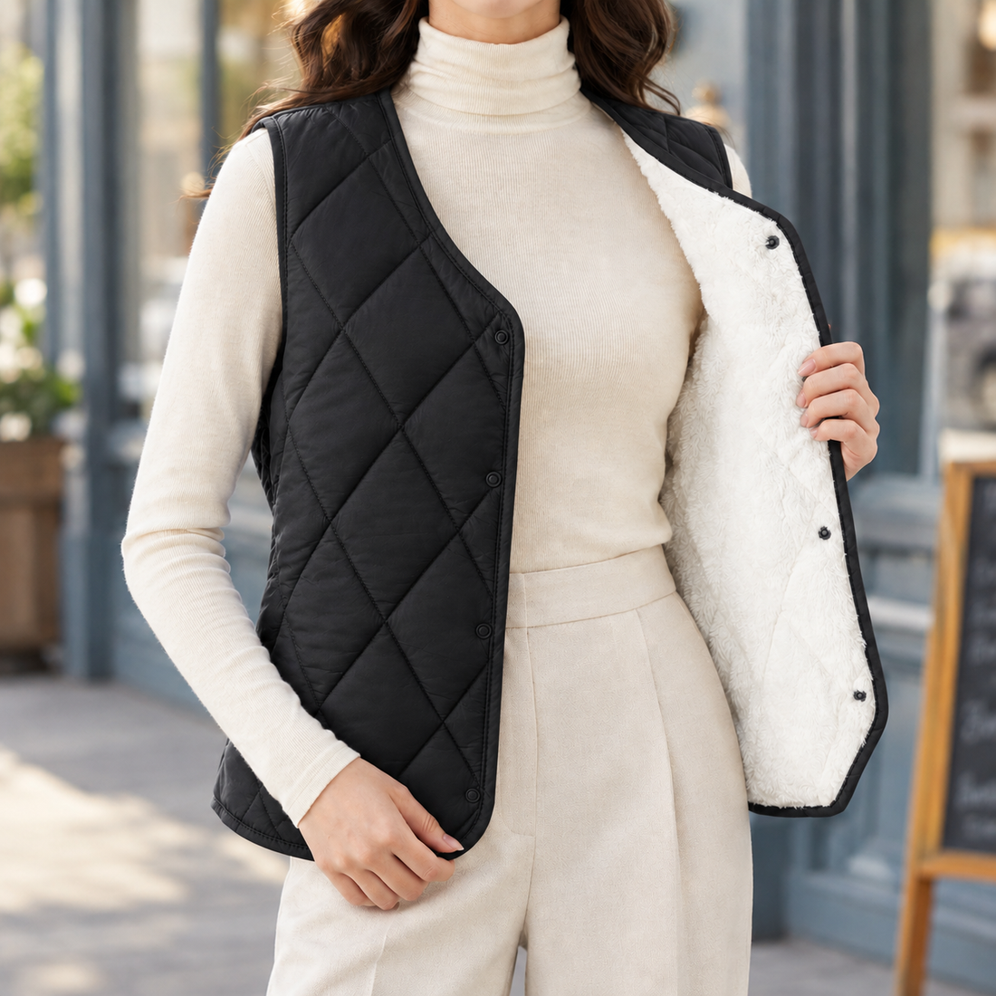 Annabeth Quilted Vest - Plus Velvet Black