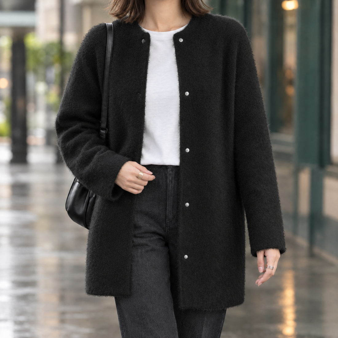 Lillian Brushed Cardigan - Black